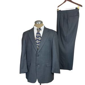 AUSTIN REED 42R Gray Thin Pinstripe Men's Wool Suit Jacket & Pants 36x27 USA